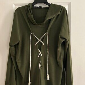 The Vanity Room Hoodie or Mini Dress, Green, Size Large
